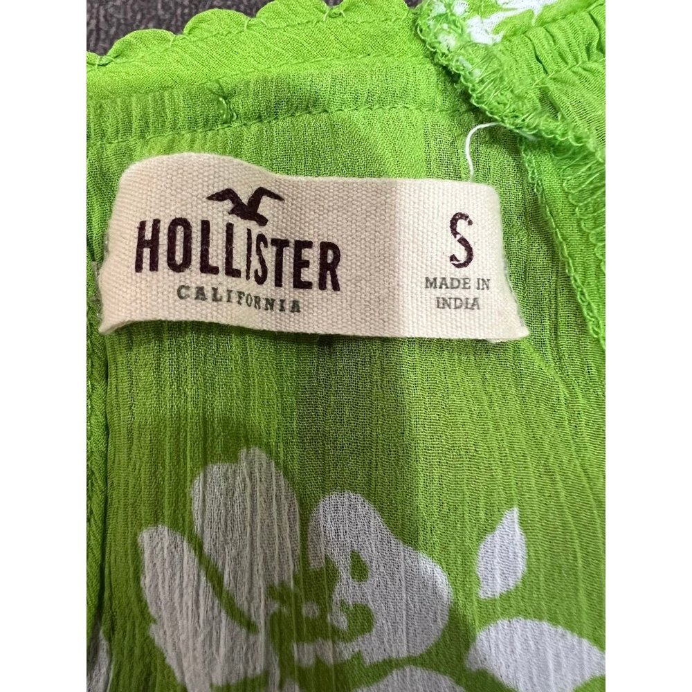 Women's Hollister Blouse Lime Green Floral - Picture 6 of 6